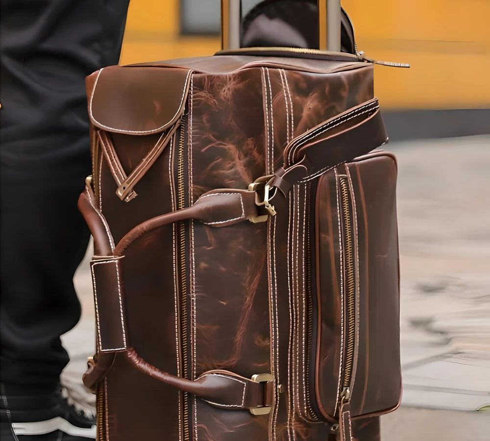 mens leather carry on bag